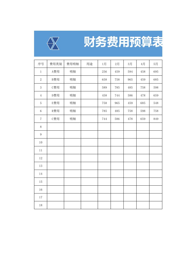 企业管理-10财务年度费用预算表分类统计