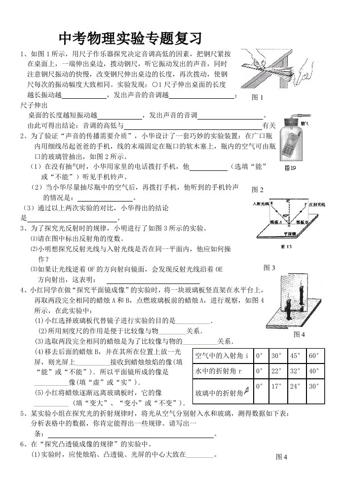 中考物理实验专题复习