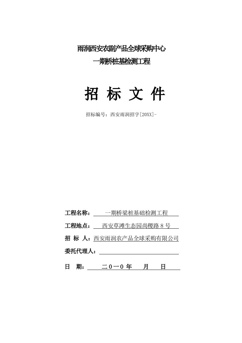 招标投标-西安雨润一期桥梁桩基检测招标文件1108