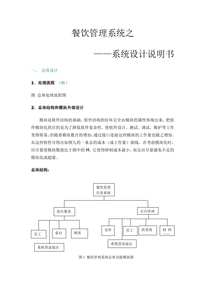 餐饮管理系统设计说明书