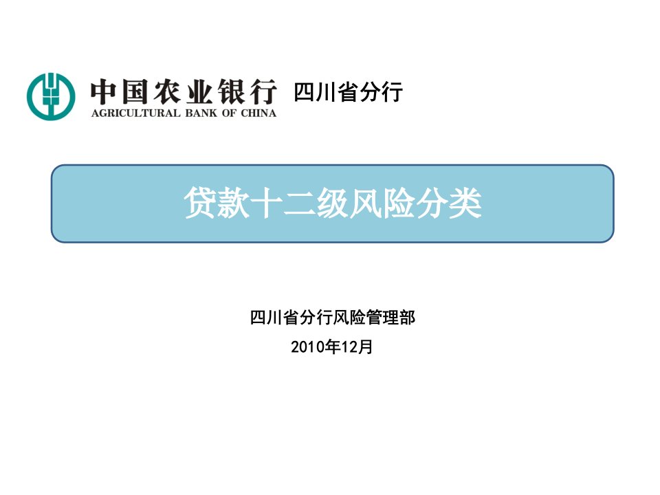 贷款十二级风险分类