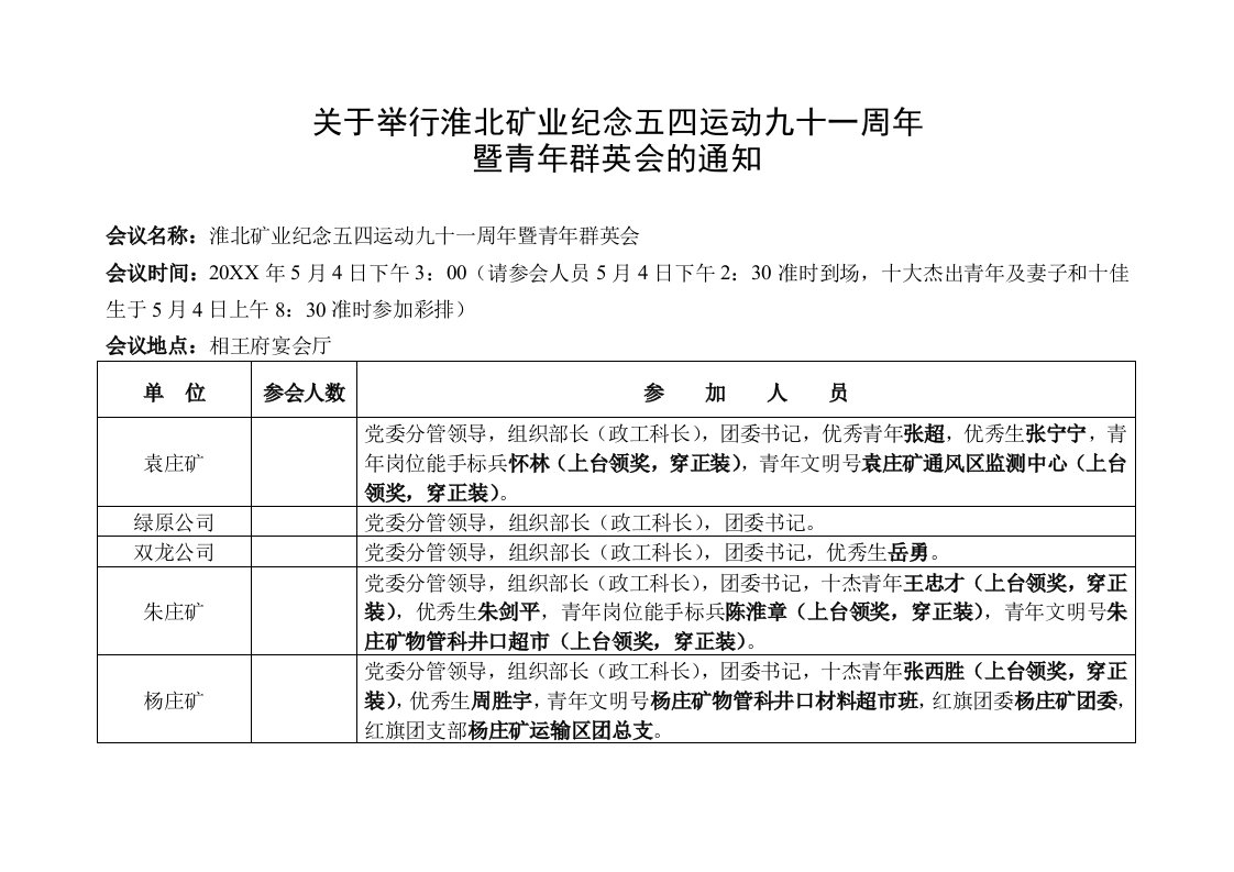 冶金行业-关于举行淮北矿业纪念五四运动九十一周年