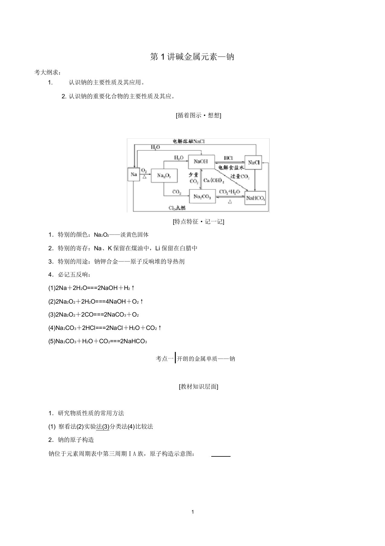 高考化学一轮复习31碱金属元素