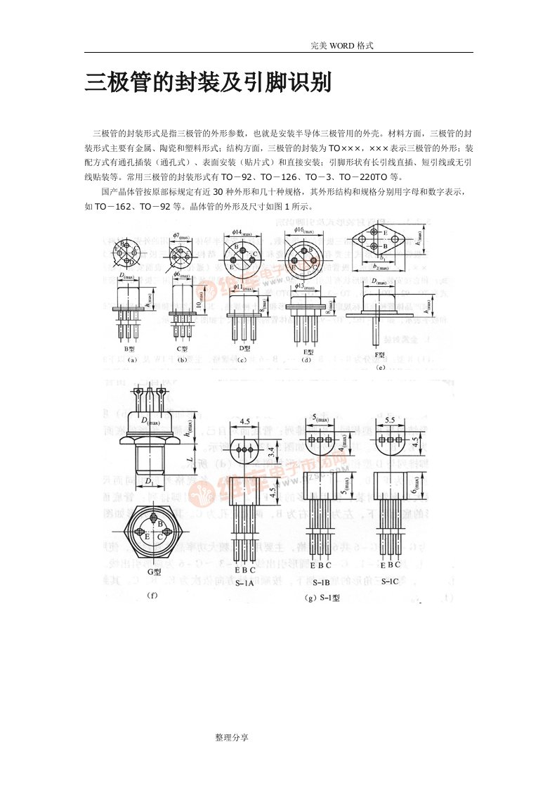 三极管的封装和引脚识别