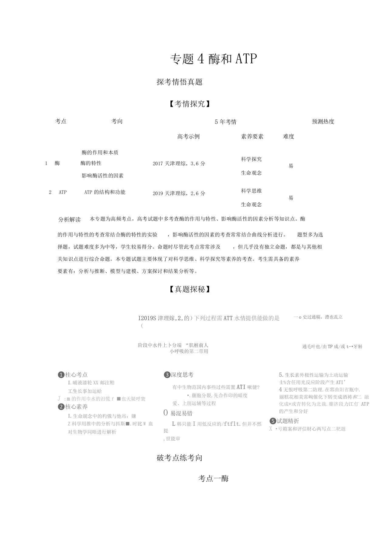 2021年北京新高考生物复习练习讲义：专题4酶和ATP