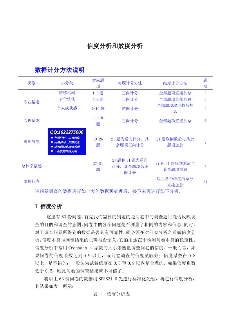 spss数据分析教程之SPSS信度分析和效度分析DOC