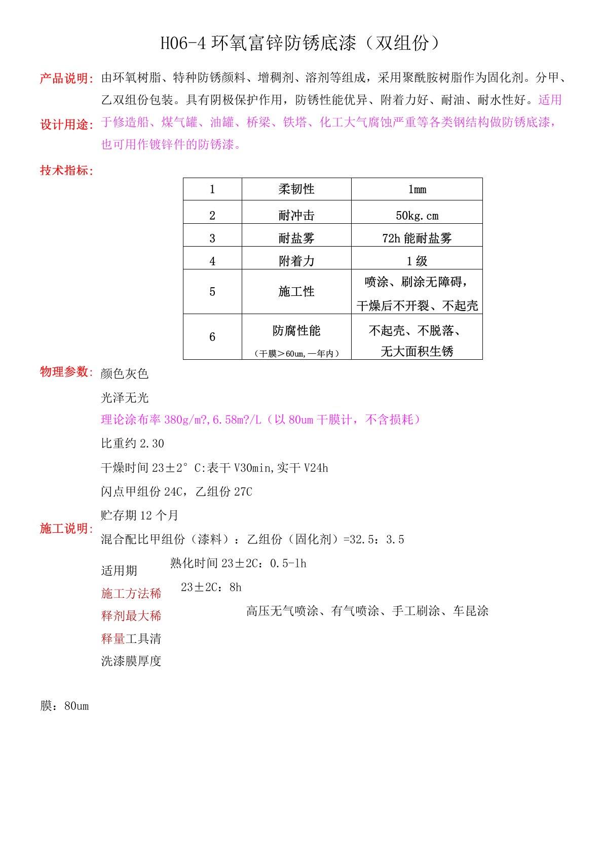 h06-环氧富锌底漆技术说明