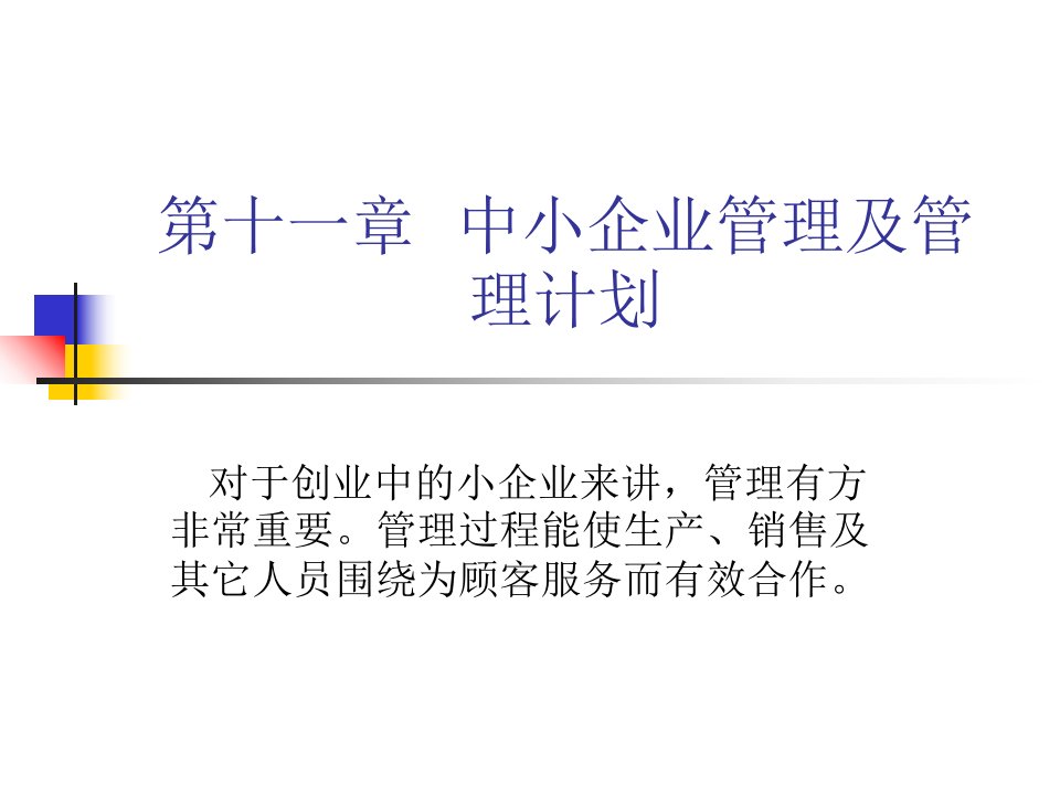 中小企业管理及管理计划