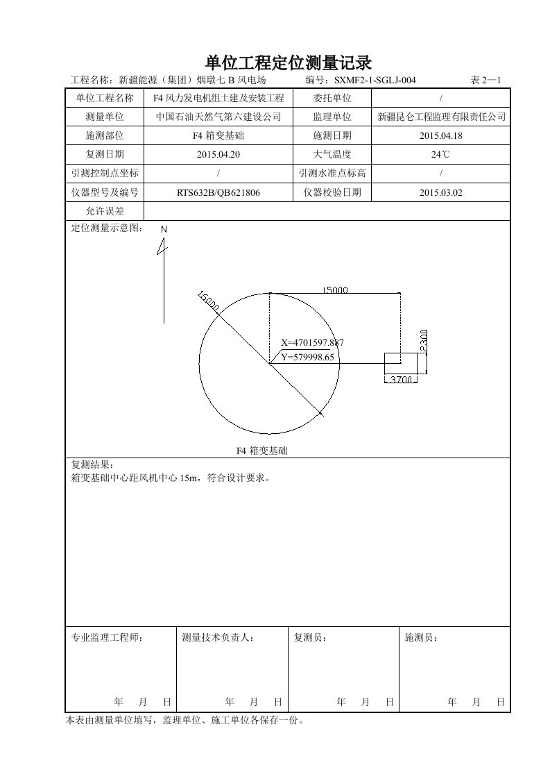 箱变基础施工记录