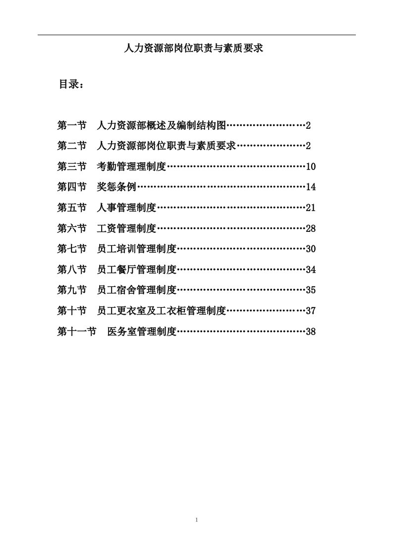 人力资源部岗位职责与素质要求