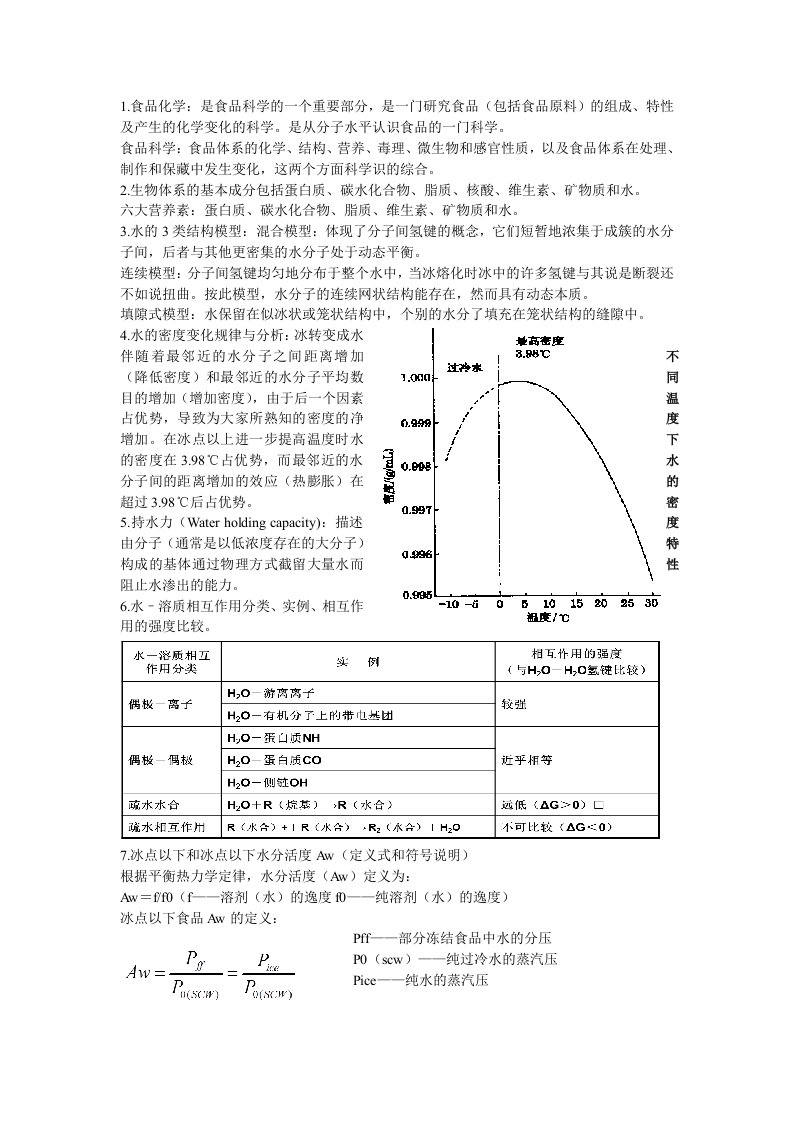 食品化学练习题