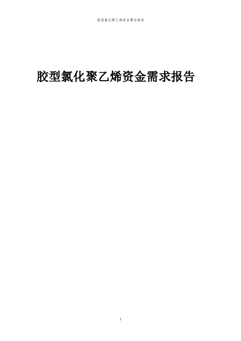 2024年胶型氯化聚乙烯项目资金需求报告代可行性研究报告