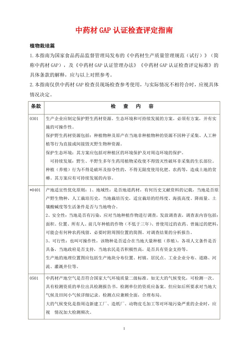 中药材gap认证检查评定指南