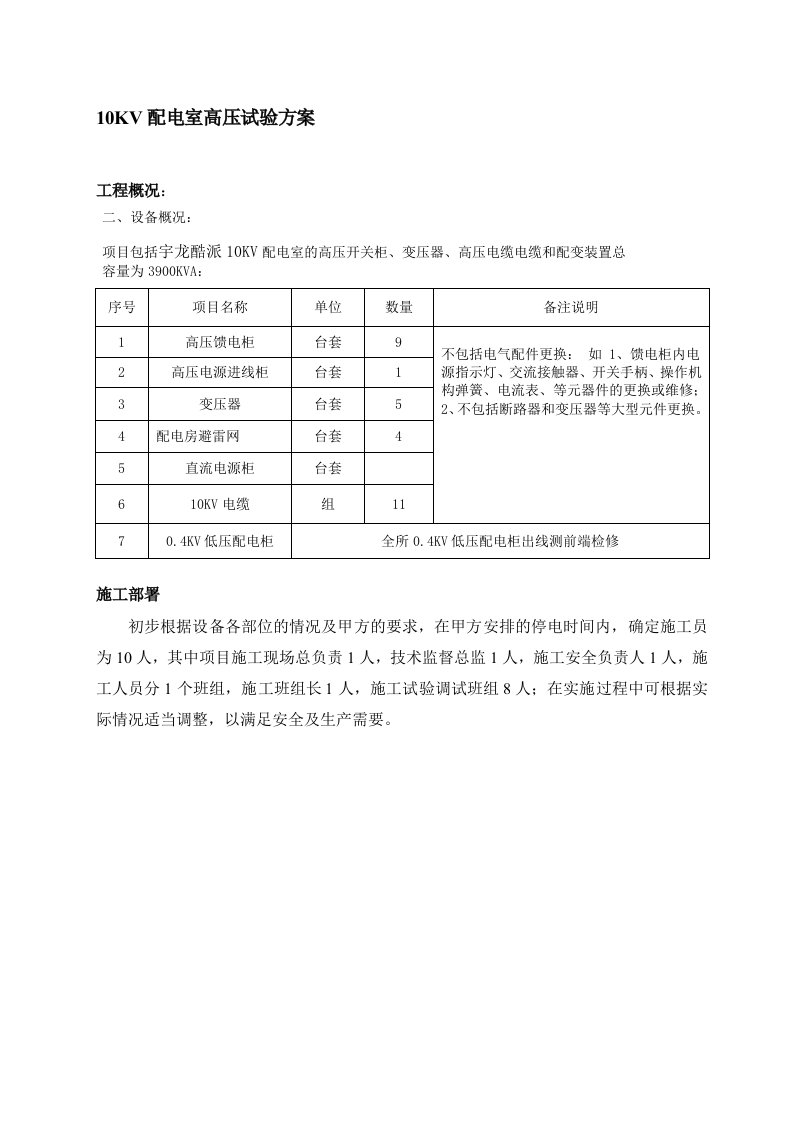 高压电气预防性试验方案