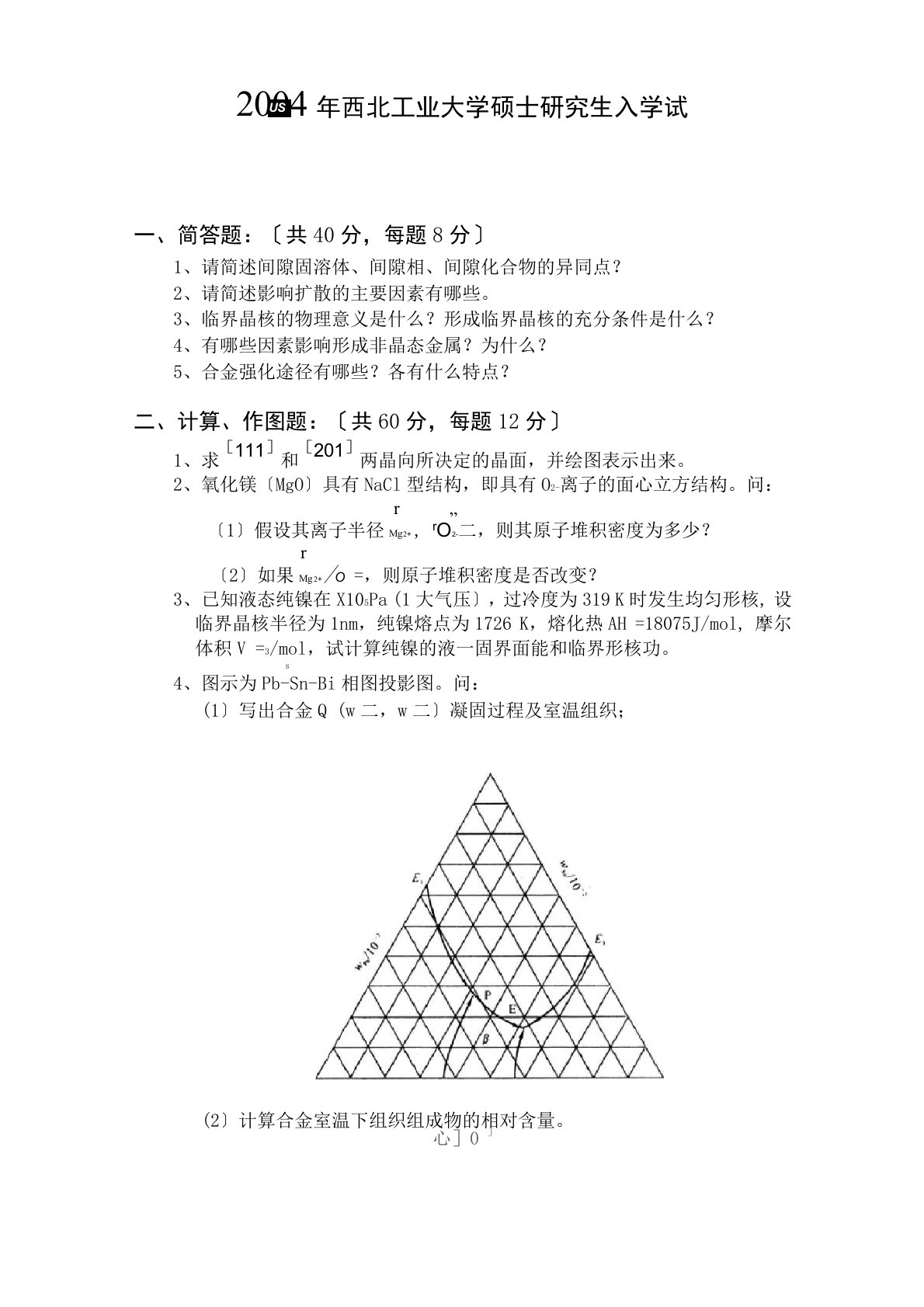 江苏大学材料科学基础考研课程试题集