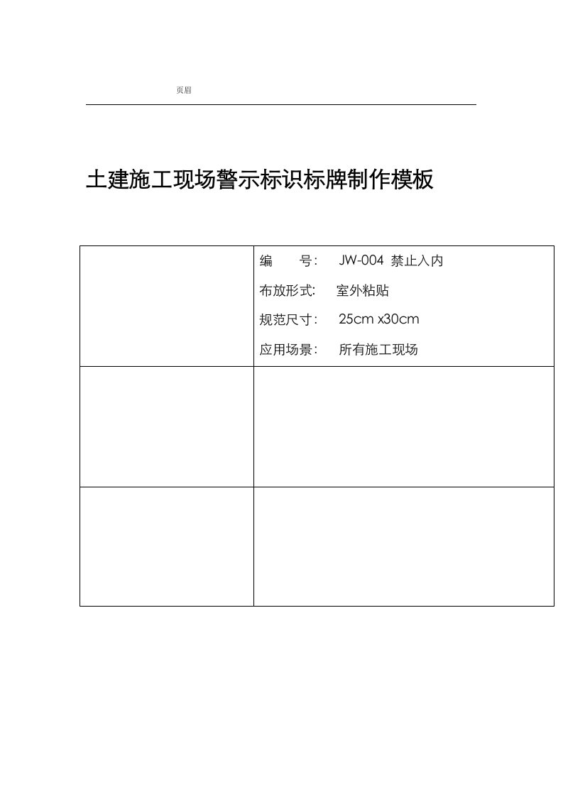 现场安全标识牌制作模板