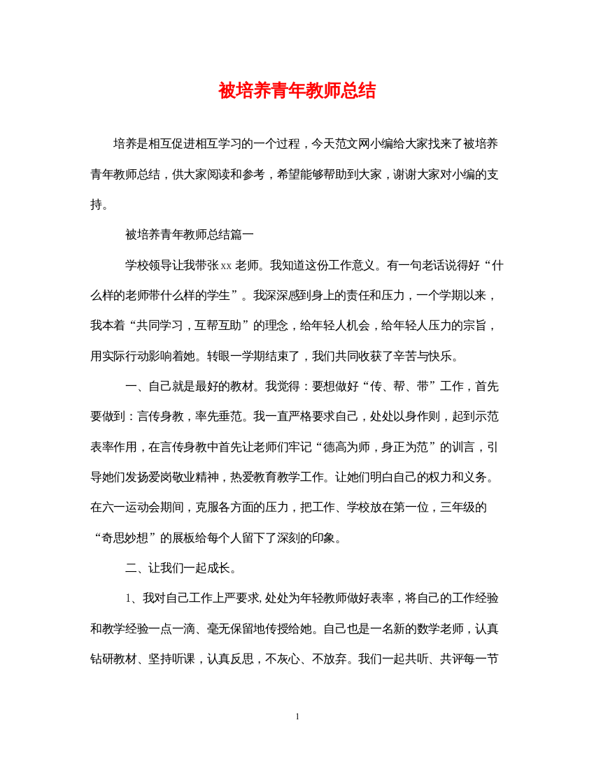 2022被培养青年教师总结