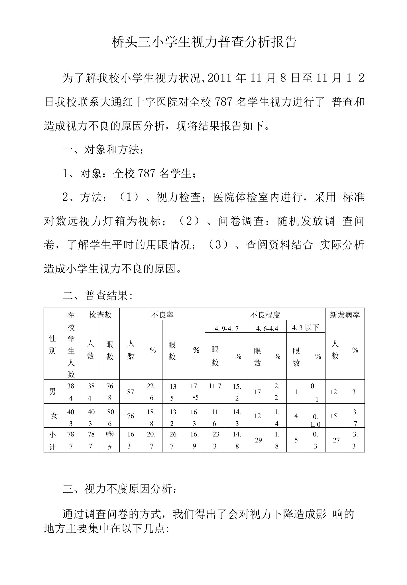 视力普查分析报告