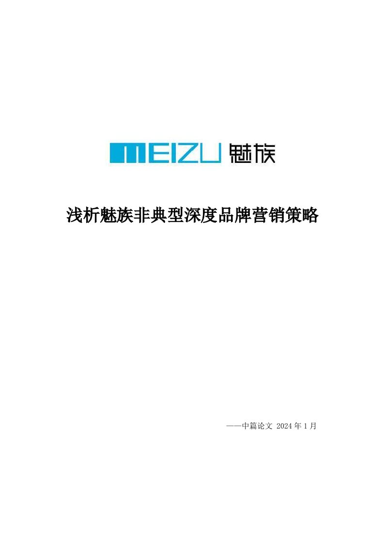 魅族非典型深度品牌营销策略浅析毕业