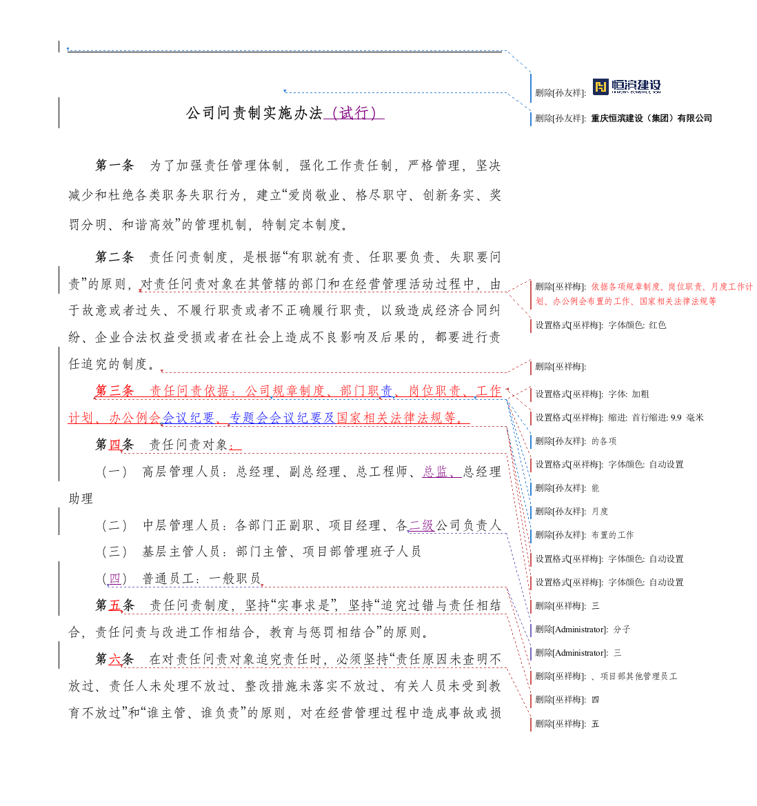 公司问责制实施办法(定稿)