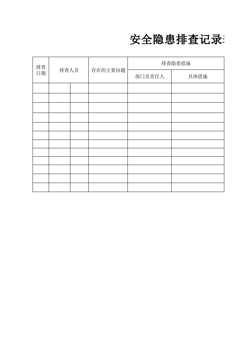 安全隐患排查记录表