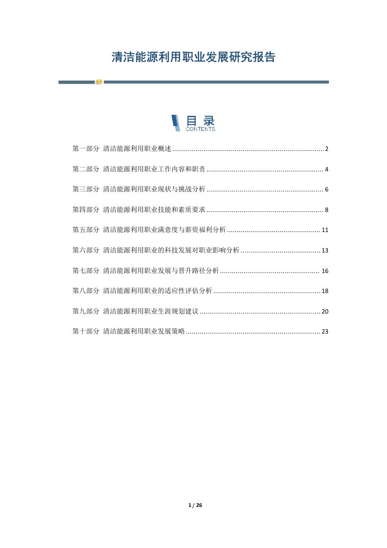 清洁能源利用职业发展研究报告