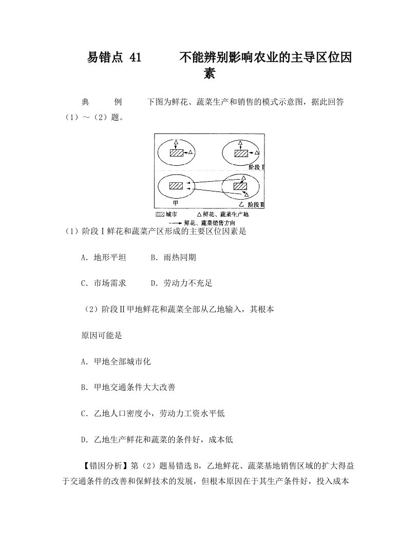 高考地理纠错笔记之人文地理下