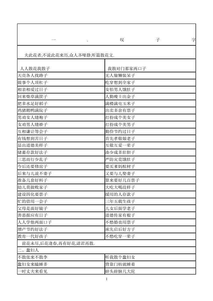 丧堂散花文