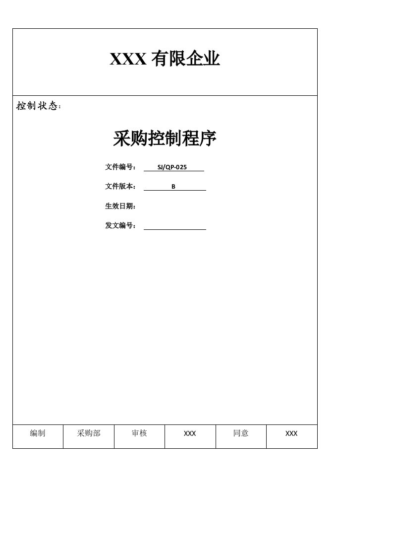 IATF16949程序文件25采购控制程序