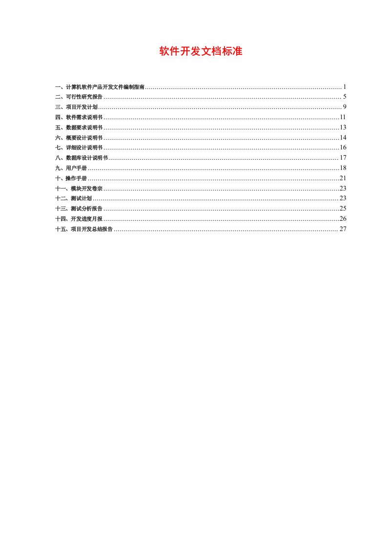 软件开发文档标准