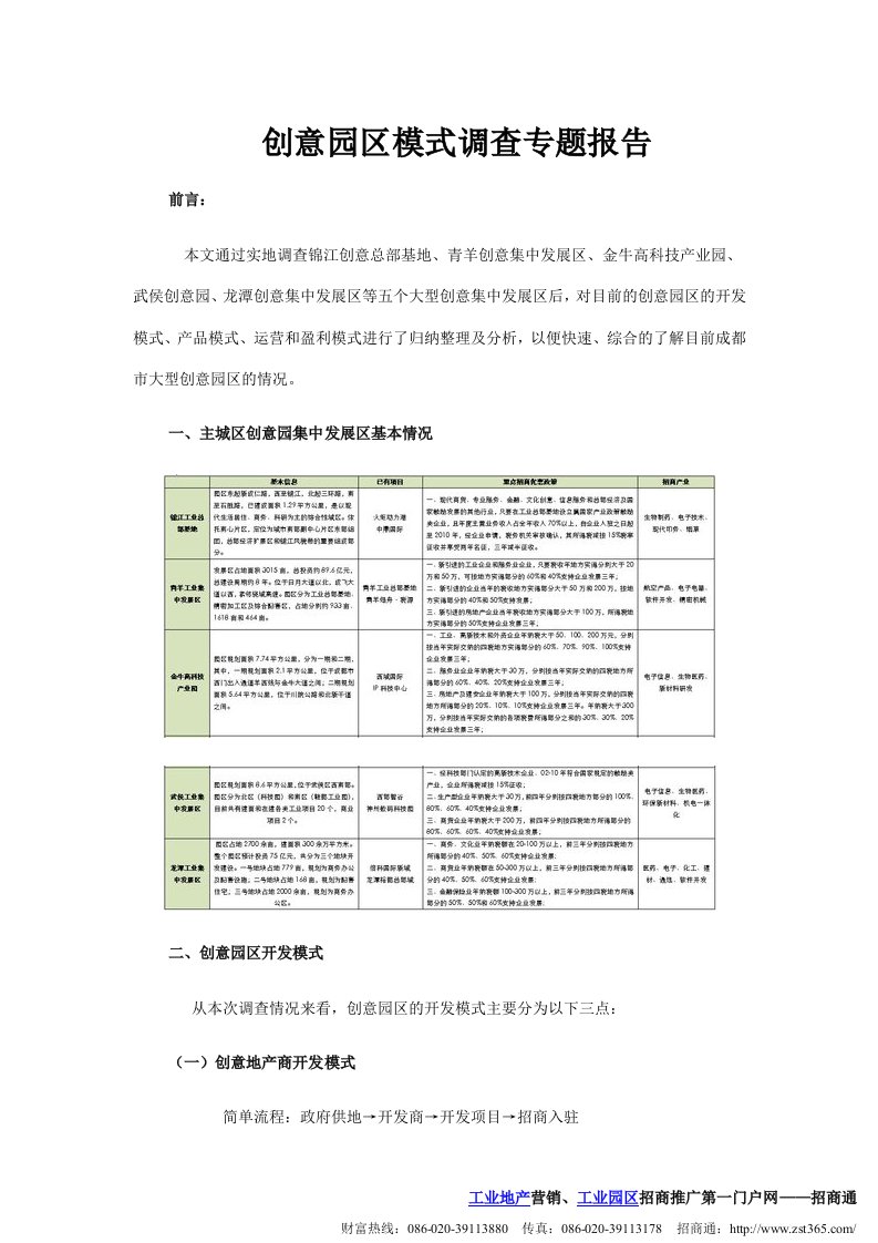 创意园专题调查报告(精)