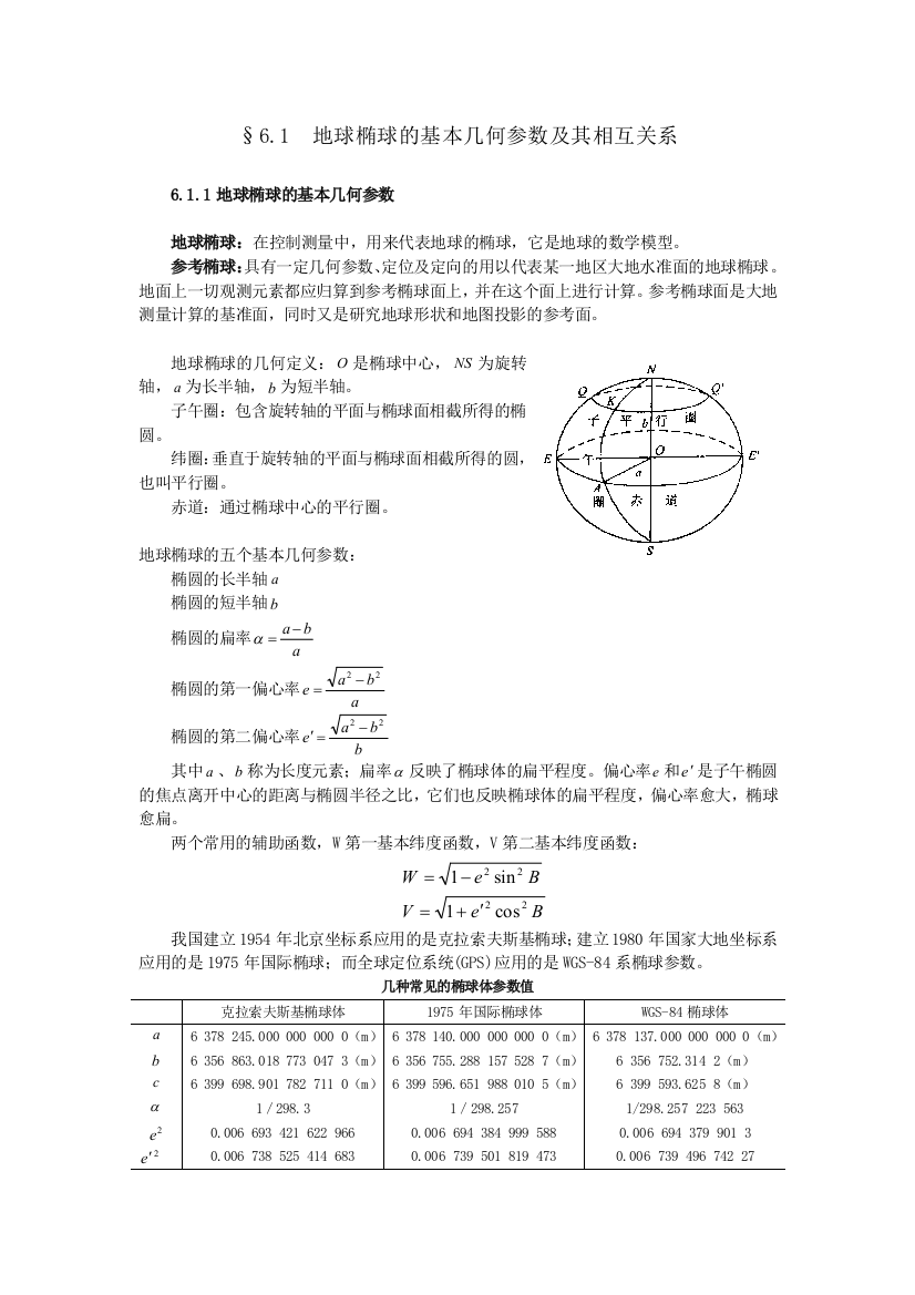 地球椭球与椭球面计算理论