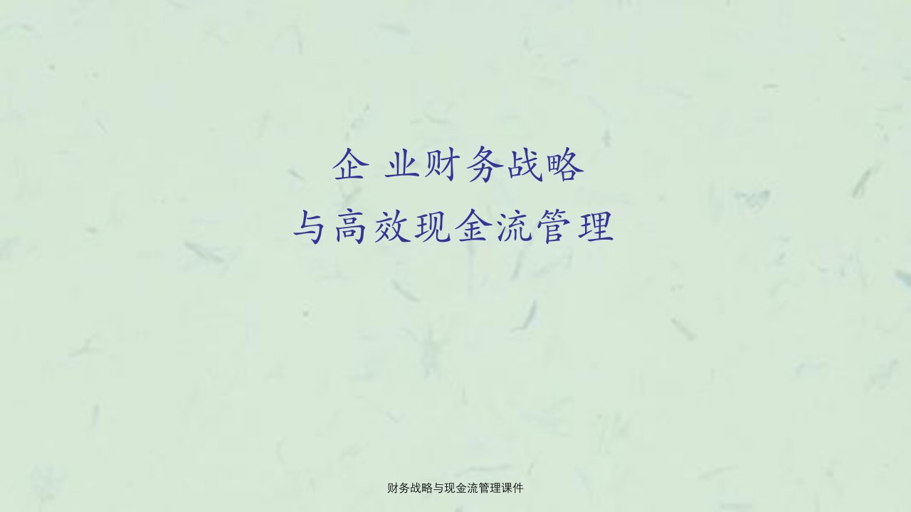 财务战略与现金流管理课件