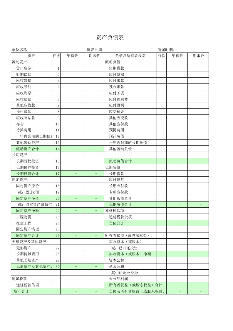 资产负债表.利润表电子版