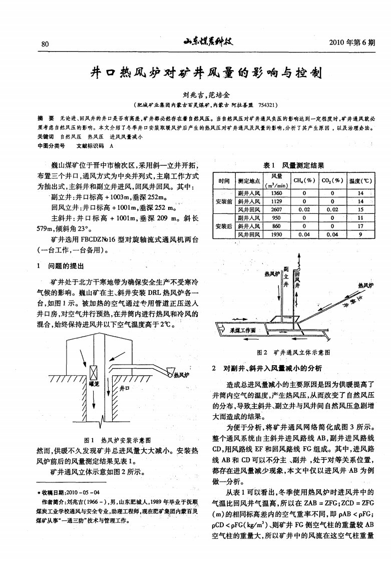 井口热风炉对矿井风量的影响与控制