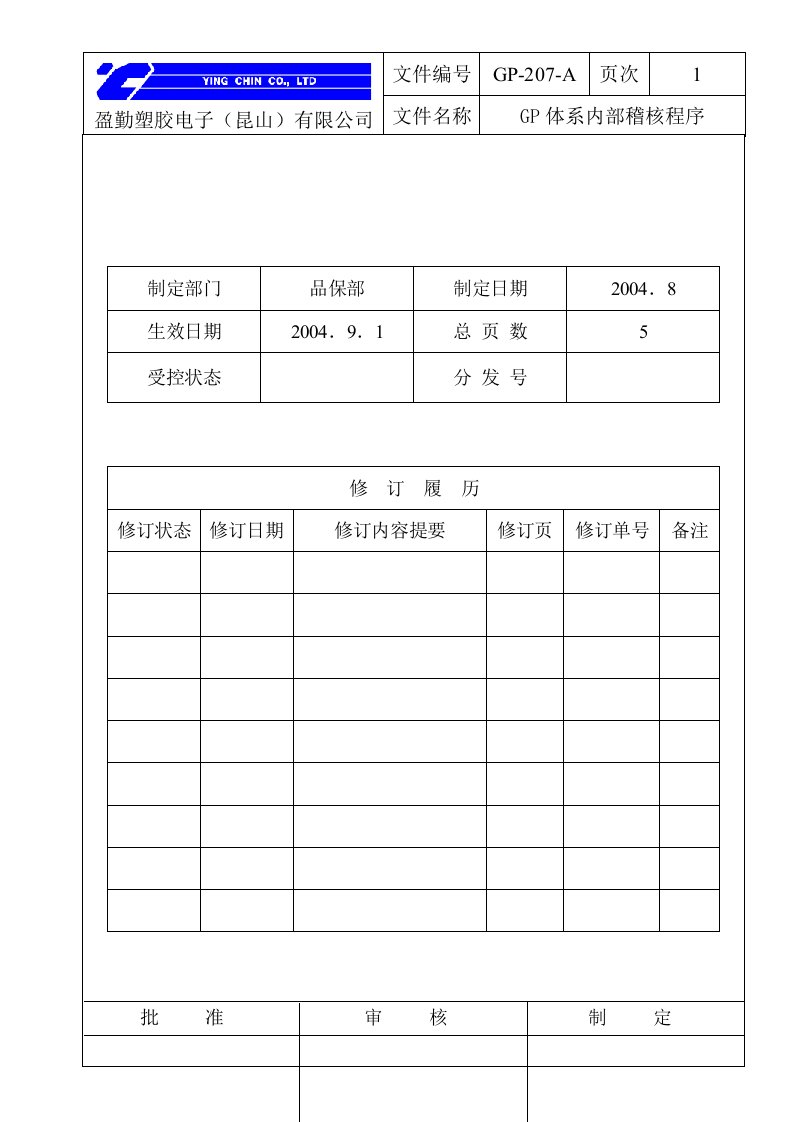 【管理精品】07GP体系内部稽核程序7(1)