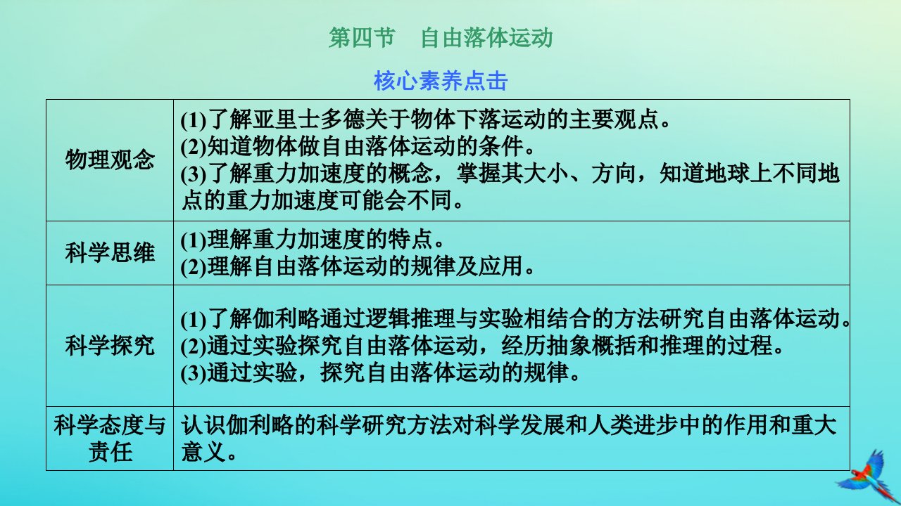 2023新教材高中物理第二章匀变速直线运动第四节自由落体运动课件粤教版必修第一册