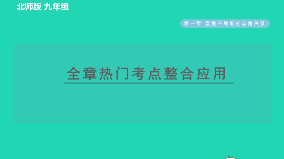 2022九年级数学下册第1章直角三角形的边角关系全章热门考点整合应用习题课件新版北师大版