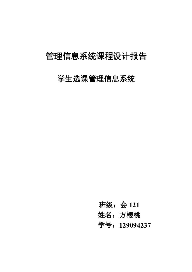 管理信息系统课程设计报告