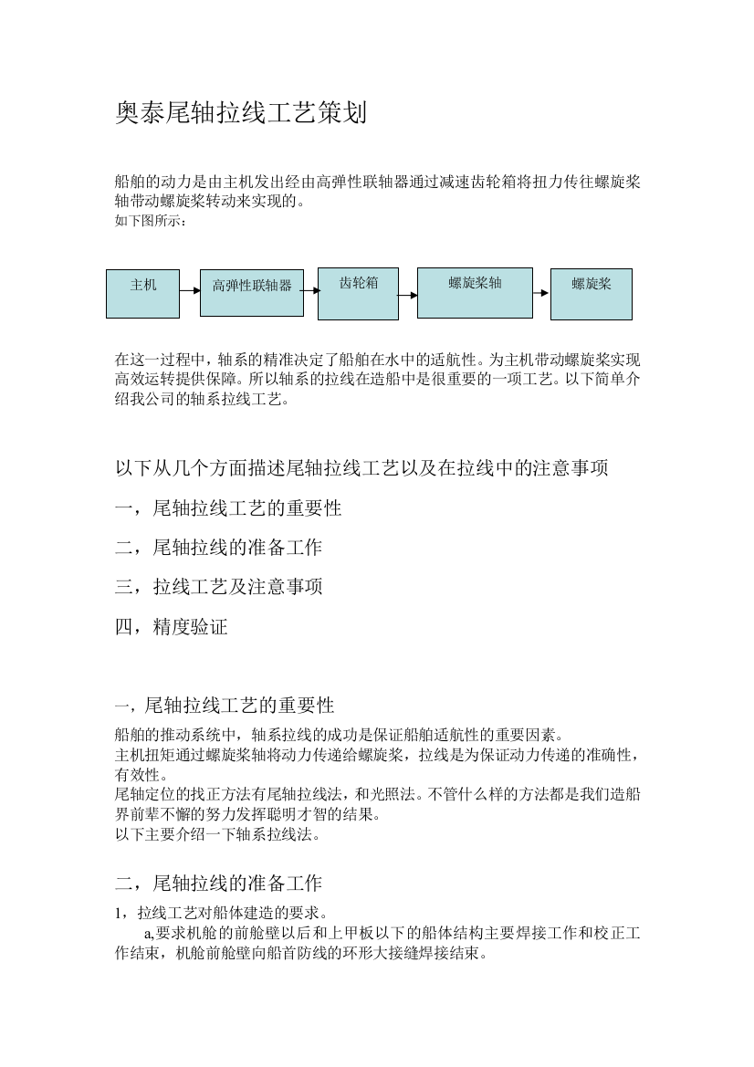 船舶轴系拉线工艺策划