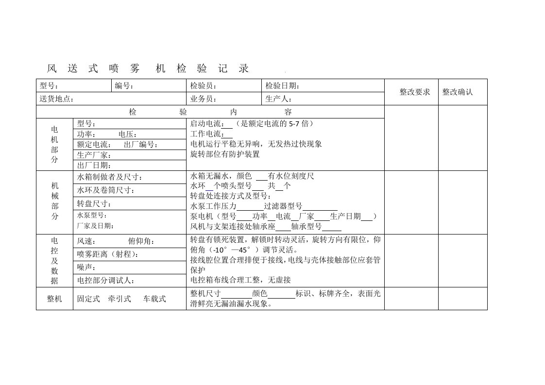 雾炮检验记录