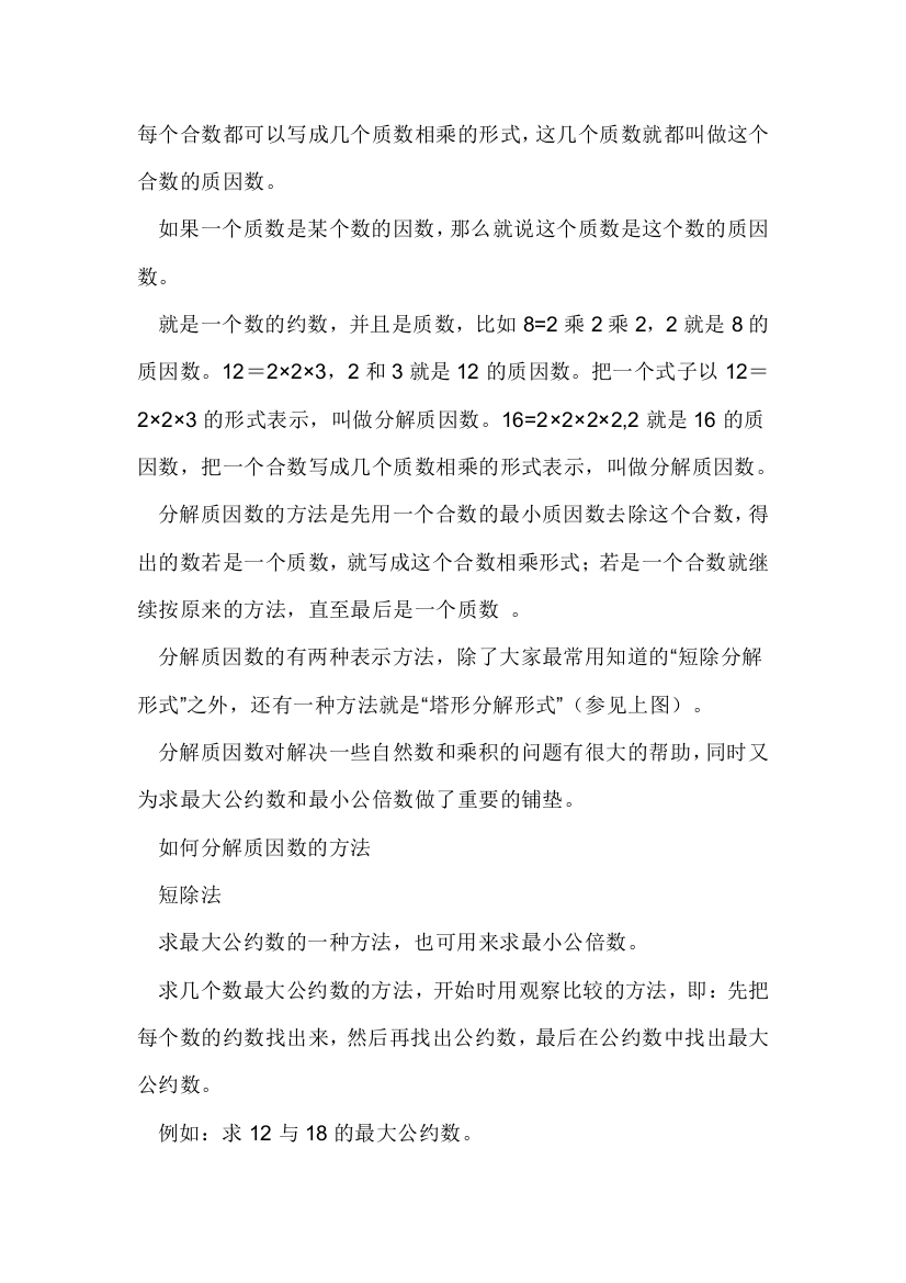 每个合数都可以写成几个质数相乘的形式