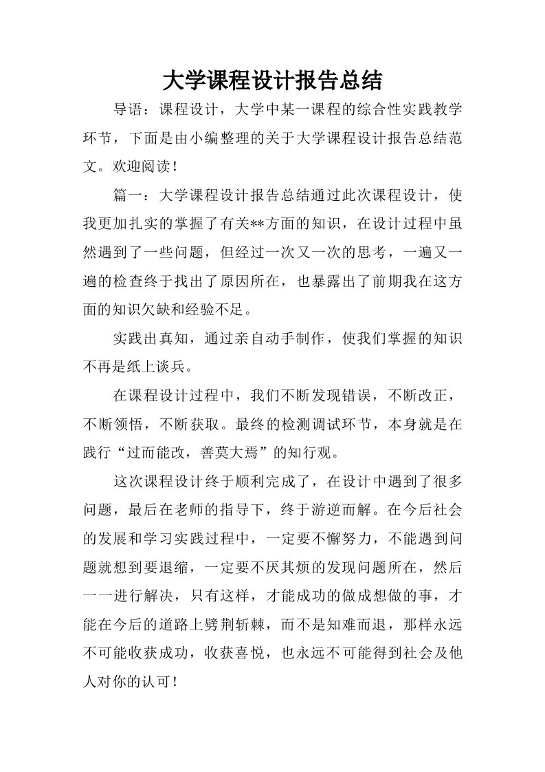 大学课程设计报告总结.doc