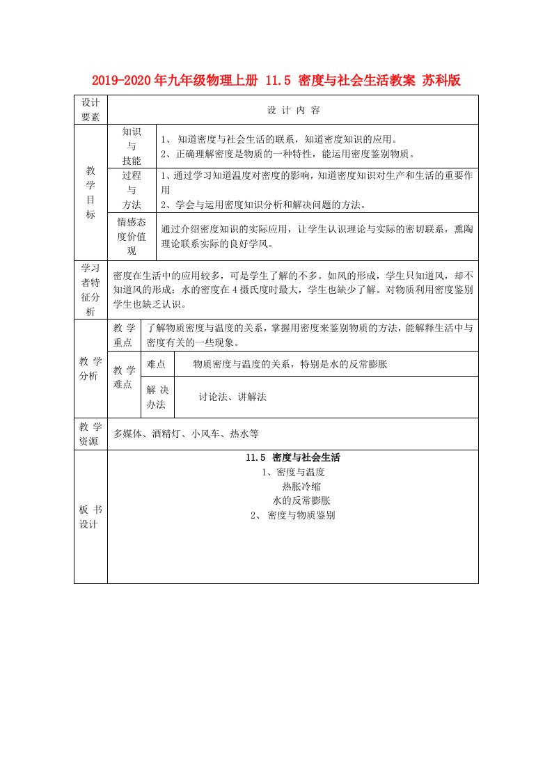 2019-2020年九年级物理上册