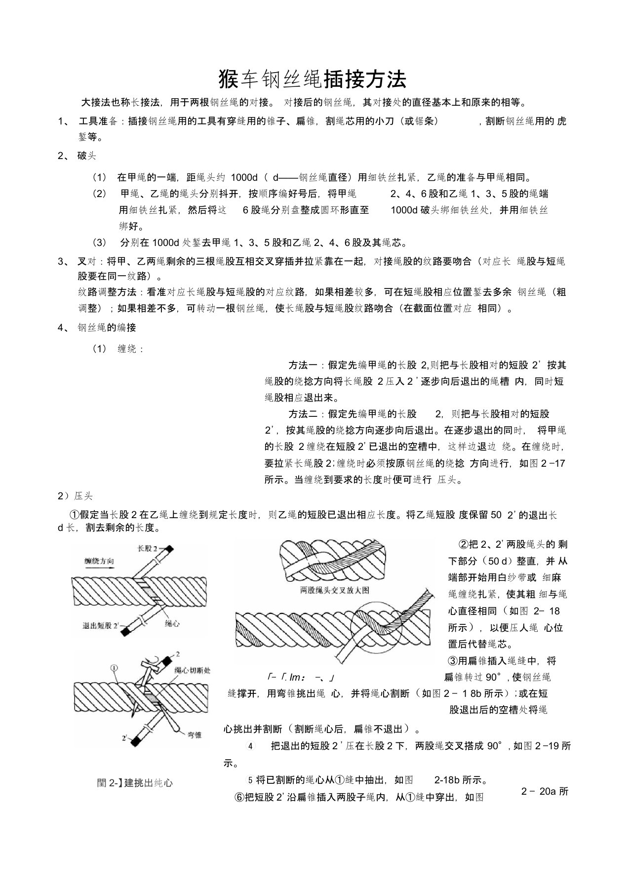 猴车钢丝绳插接方法