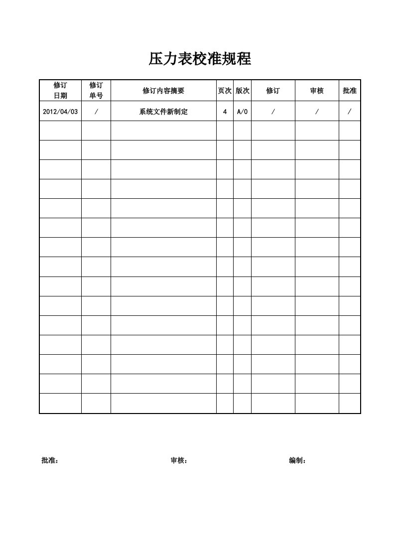 压力表校准规程