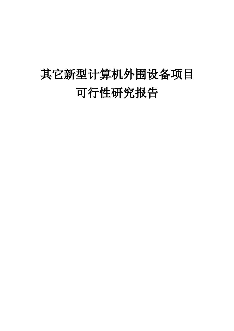 其它新型计算机外围设备项目可行性研究报告