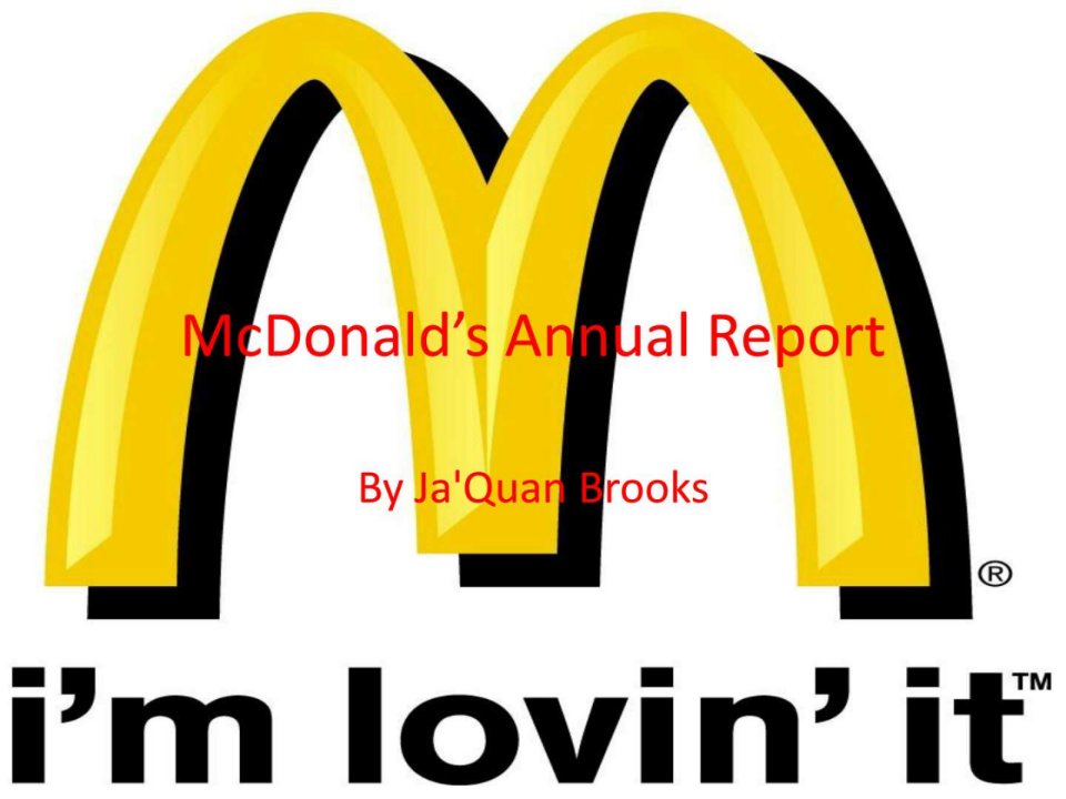 麦当劳McDonaldsAnnualReport.ppt