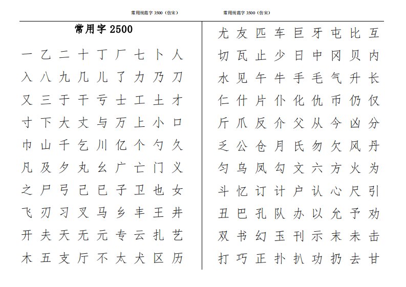 3500常用字-仿宋