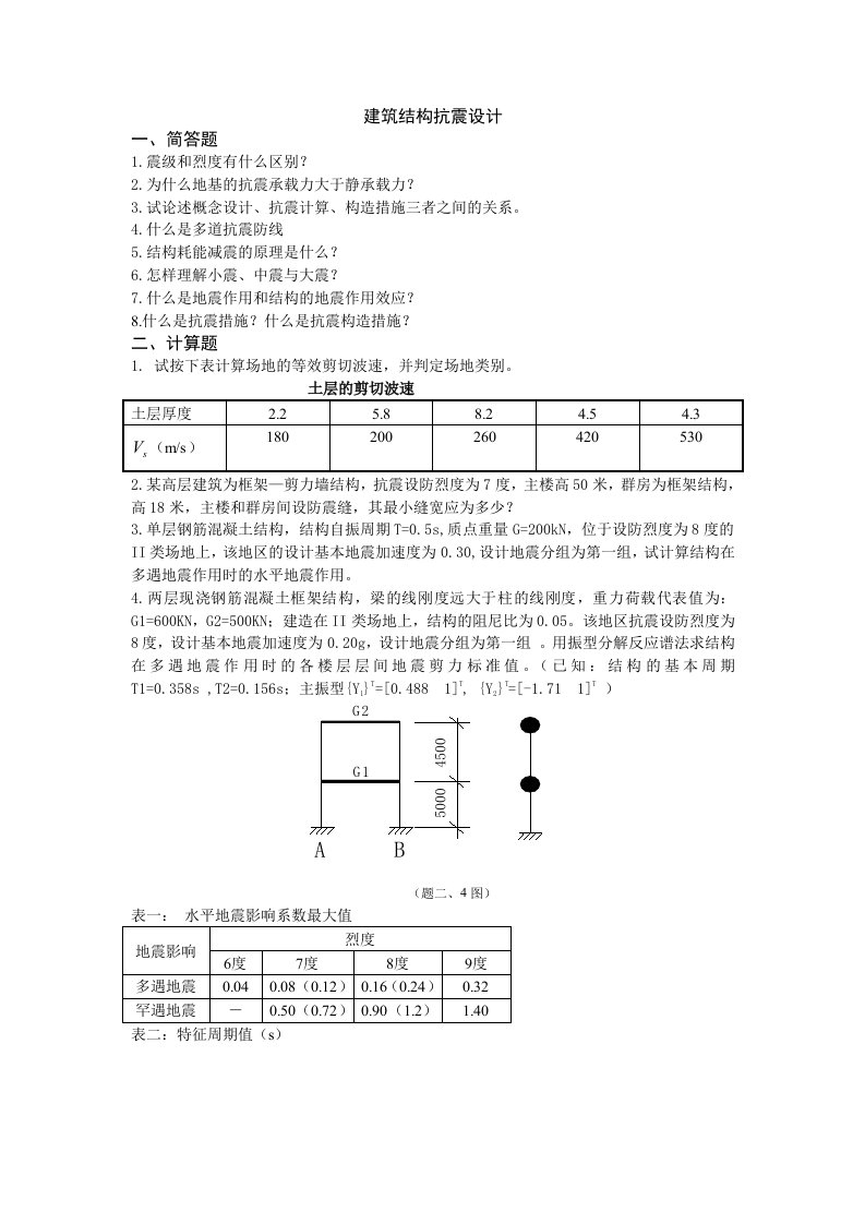 专升本建筑结构抗震设计